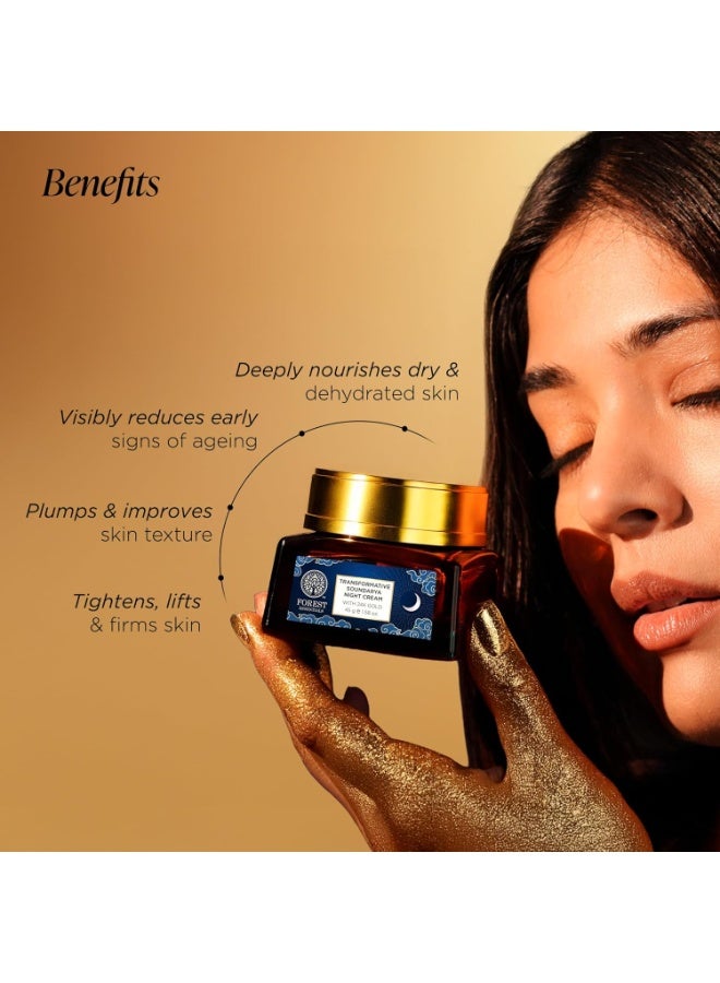 فورست اسينشالز كريم ساوندريا الليلي الأكثر مبيعًا من فورست إسينشالز مع الذهب عيار 24 قيراطًا | إصلاح مضاد للشيخوخة طوال الليل | مع الباكوتشيول وحمض الهيالورونيك | مرمم ومغذي 45 جرام - Image 3